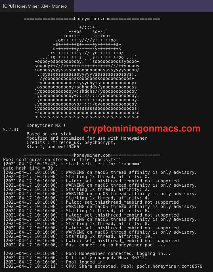 Honeyminer Xm Miner Console Macos