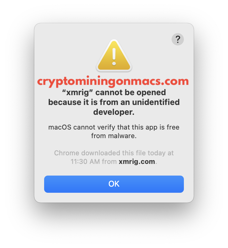 Xmrig Cannot Be Opened Because It Is From An Unidentified Developer