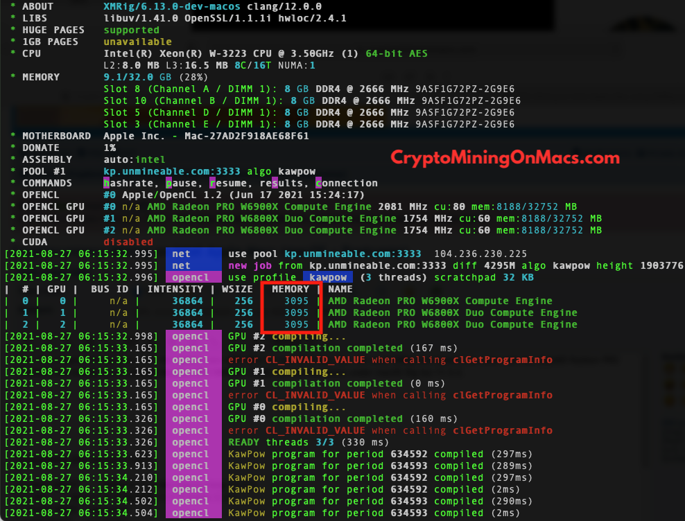 Amd Radeon Pro W6900x W6800x Xmrig Macos