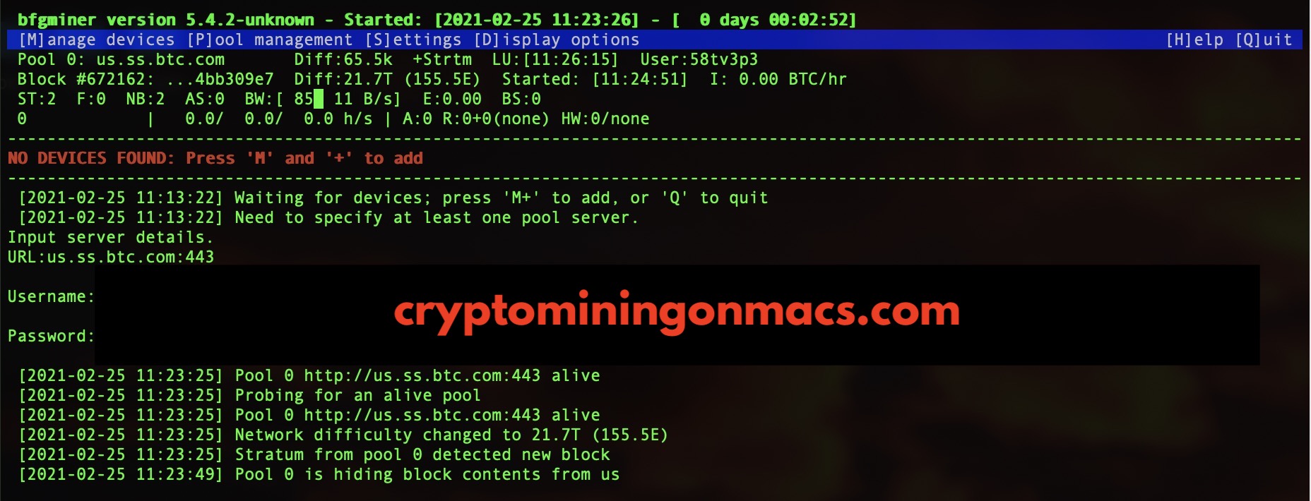 Bfgminer Setup Macos Terminal Screen