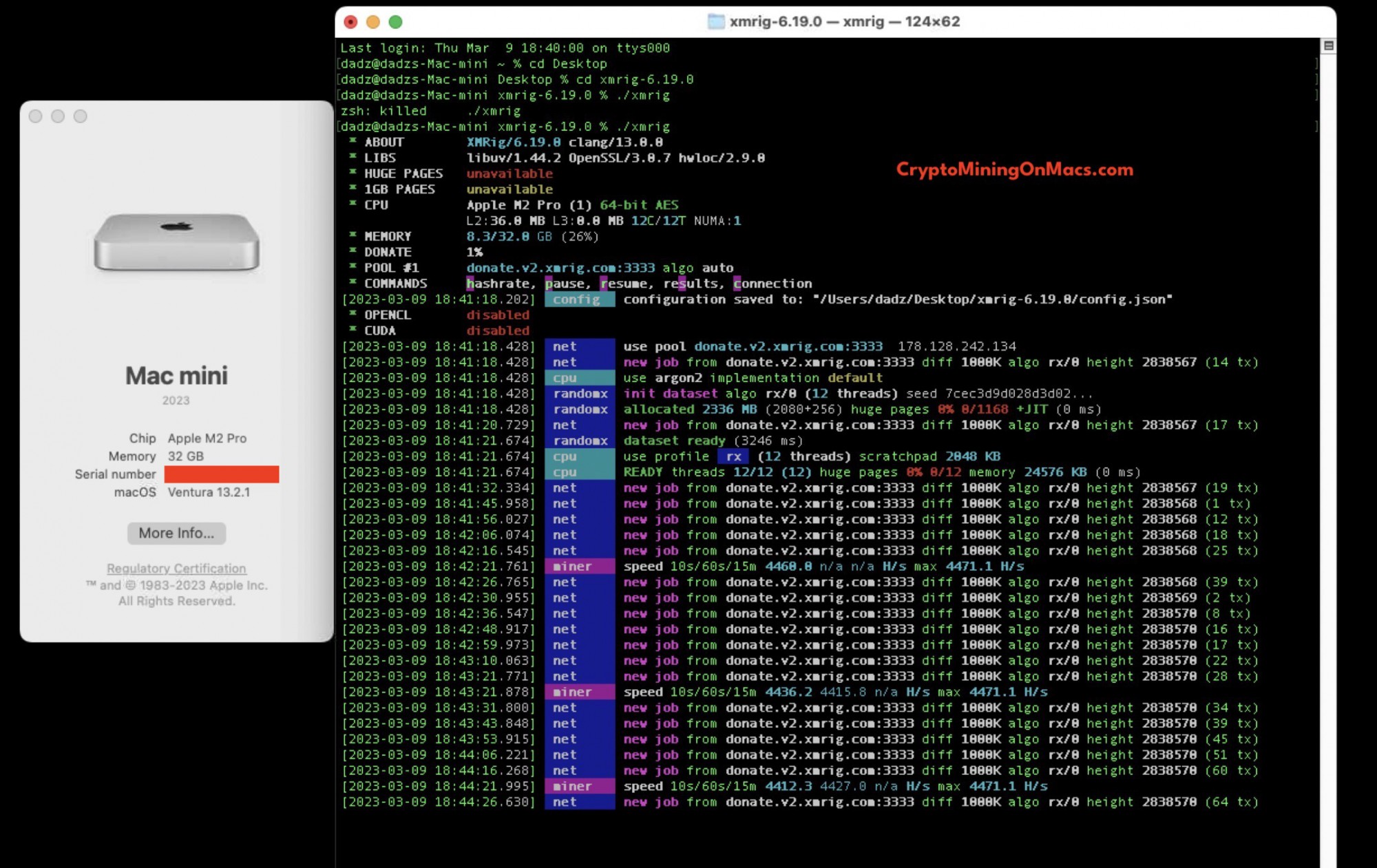 Xmrig Mac Mini M2 32g Ram Mining Results