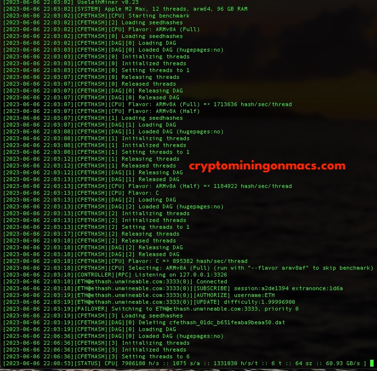 Uselethminer Macos Macbook Pro M2 Mac Crypto Mining