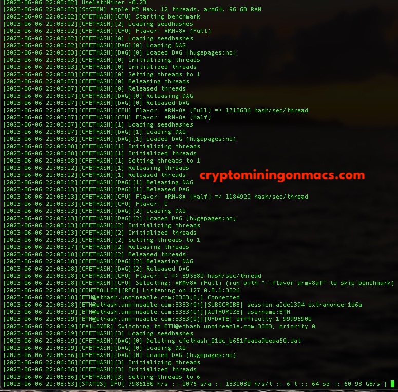 Uselethminer Macos Macbook Pro M2 Mac Crypto Mining