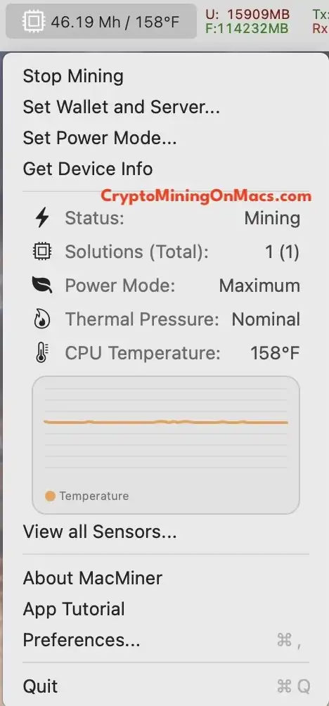 Crypto Mining Macminer Macbook Pro M3 Max 16 Cores 128ram Autolykos V2