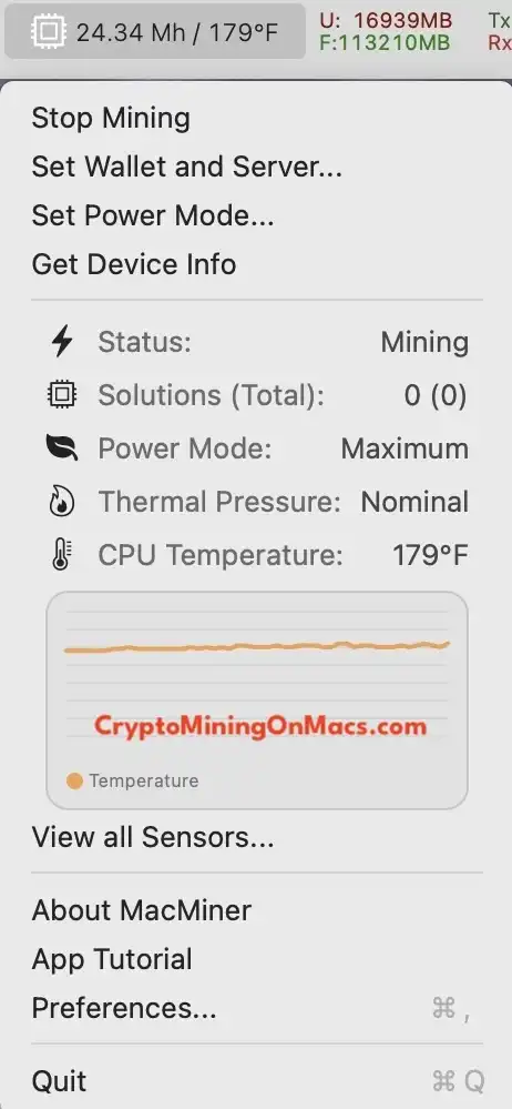 Crypto Mining Macminer Macbook Pro M3 Max 16 Cores 128ram Ethash