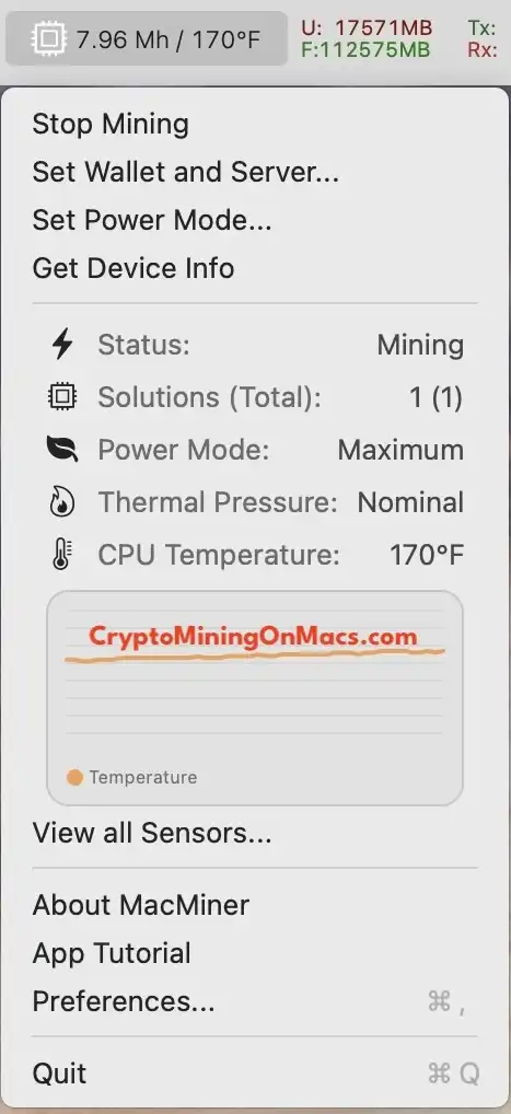 Crypto Mining Macminer Macbook Pro M3 Max 16 Cores 128ram Kawpow