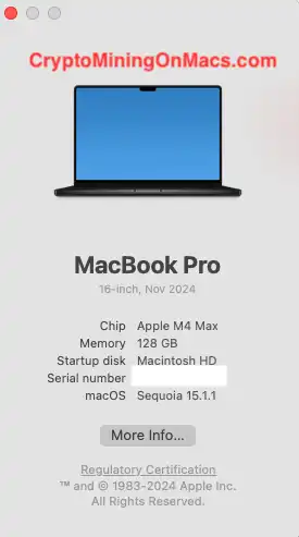 Macbook Pro 16 Inch M4 Max 128gb 40 Gpu System About