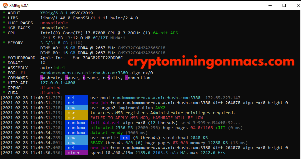 Mac Mini Boot Camp Nice Hash Xmrig Hashrates