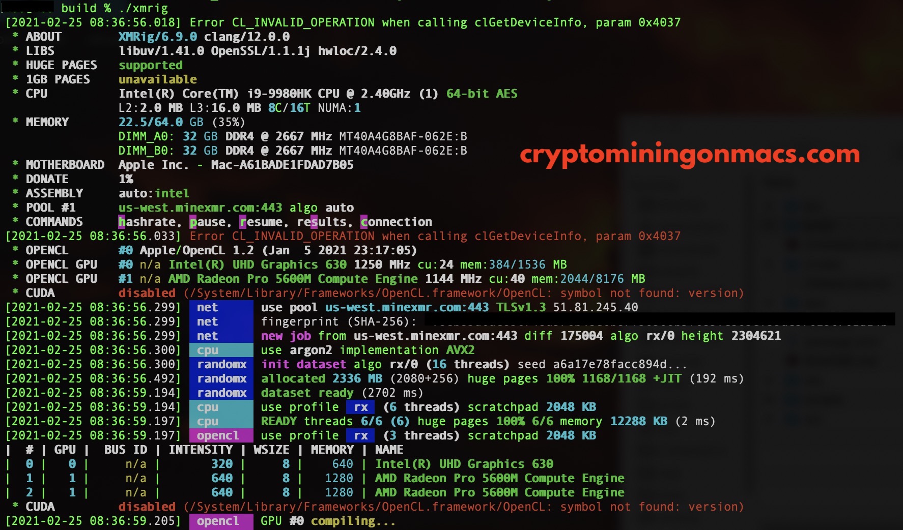 Xmrig Macos Running Terminal